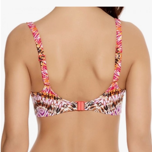 Freya Inferno Vibrant Multicolored Underwire Half Cup Bikini Top Amber, 30 DD - Picture 6 of 12